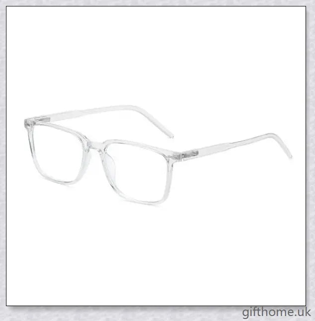 A pair of stylish, blue light blocking glasses in a variety of frame colors for eye protection and sleep support