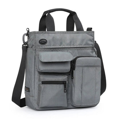 Multifunctional business and leisure commuter bag in grey colour with expandable main compartment and pockets