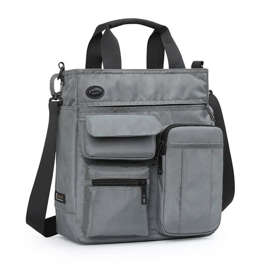 Multifunctional business and leisure commuter bag in grey colour with expandable main compartment and pockets