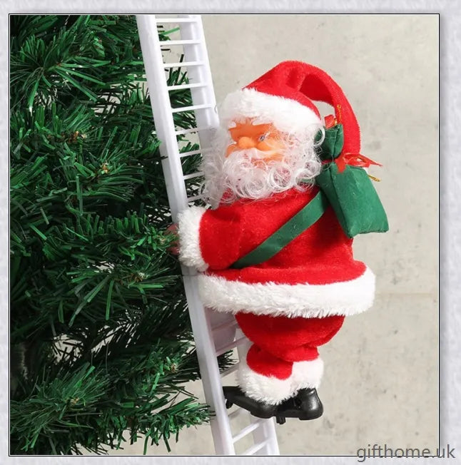 Climbing Santa - A festive Christmas decoration with a Santa Claus figure climbing up and down a ladder while playing Jingle Bells