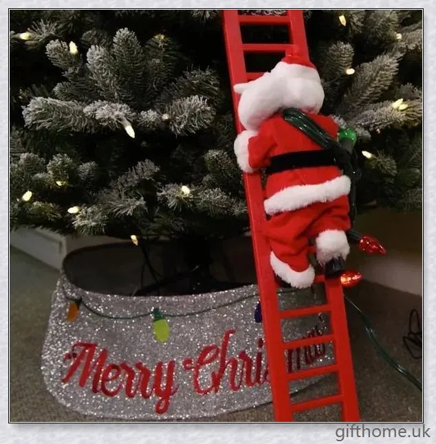Climbing Santa - A festive Christmas decoration with a Santa Claus figure climbing up and down a ladder while playing Jingle Bells