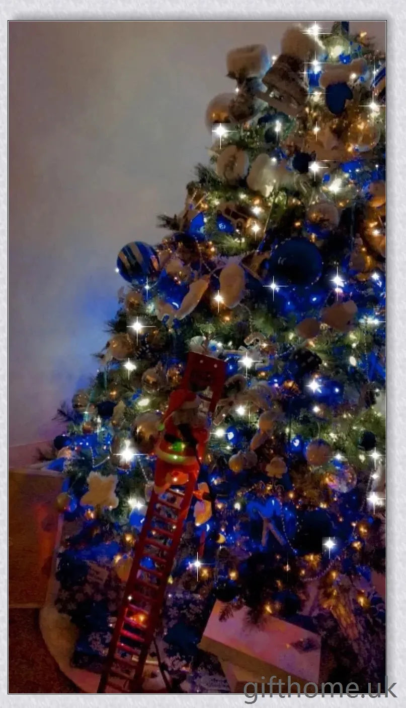 Climbing Santa - A festive Christmas decoration with a Santa Claus figure climbing up and down a ladder while playing Jingle Bells