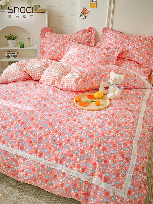 Luxurious four-piece duvet set with heart-inspired design, perfect for transforming your bedroom into a cosy and stylish sanctuary.