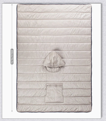 Sleeping Bag Hoodie Poncho in various colours, featuring a cosy design for outdoor activities