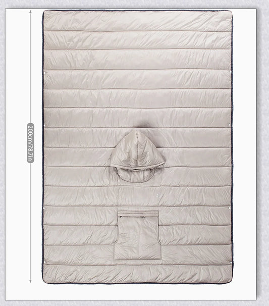 Sleeping Bag Hoodie Poncho in various colours, featuring a cosy design for outdoor activities