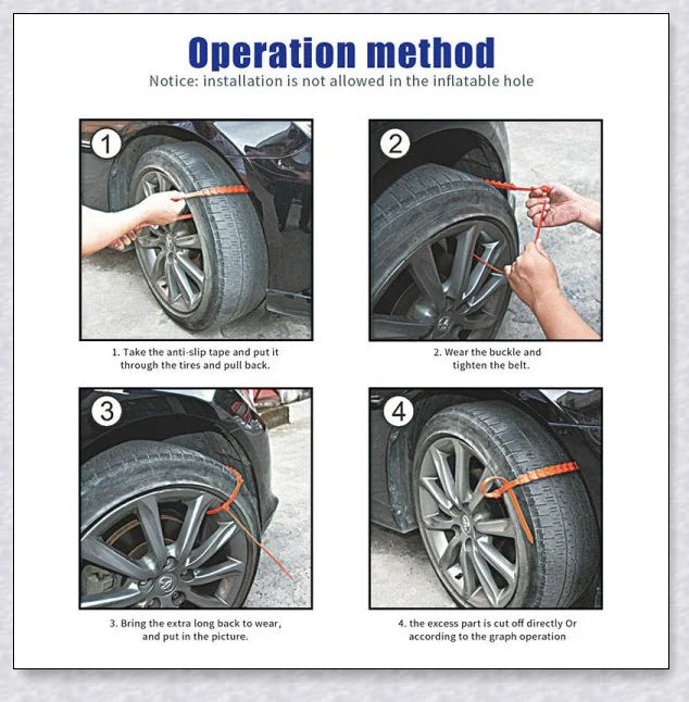 Reusable Anti-Snow Chains for Cars with Dichotomanthes Nail Design for Superior Traction on Snow and Ice