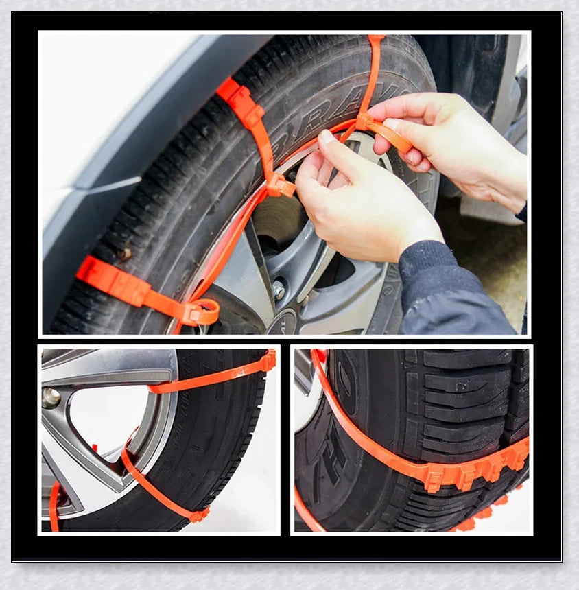 Reusable Anti-Snow Chains for Cars with Dichotomanthes Nail Design for Superior Traction on Snow and Ice