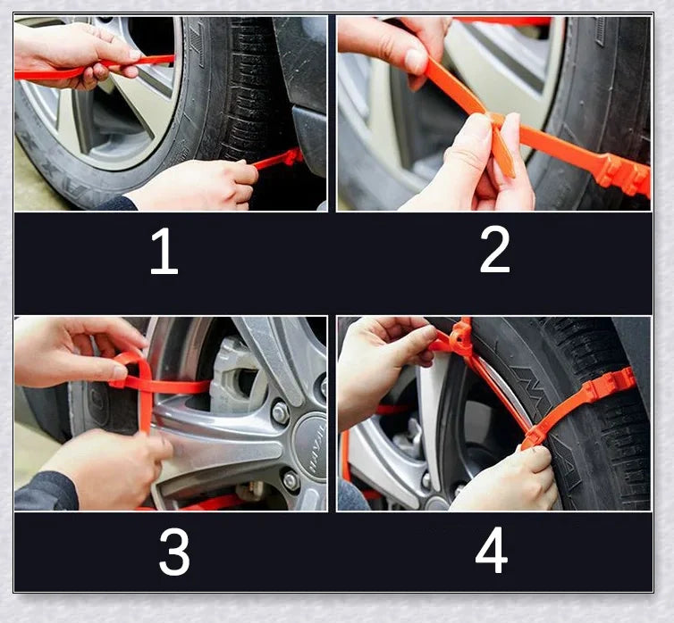 Reusable Anti-Snow Chains for Cars with Dichotomanthes Nail Design for Superior Traction on Snow and Ice