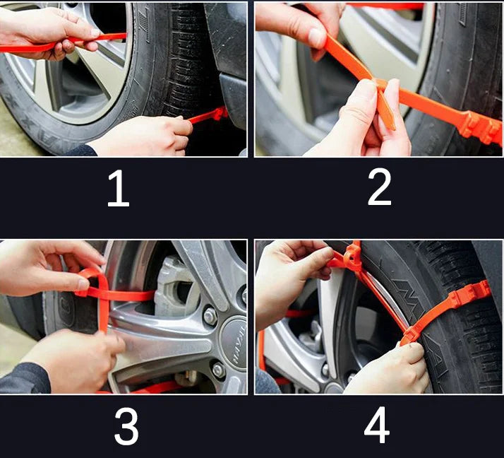 Reusable Anti-Snow Chains for Cars with Dichotomanthes Nail Design for Superior Traction on Snow and Ice