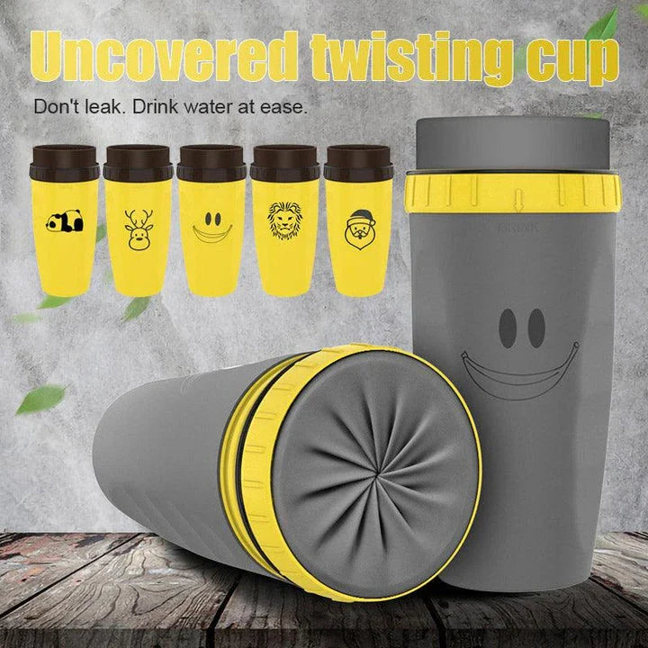Twist Cup travel tumbler with twist-top mechanism and double-wall insulation for hot and cold drinks