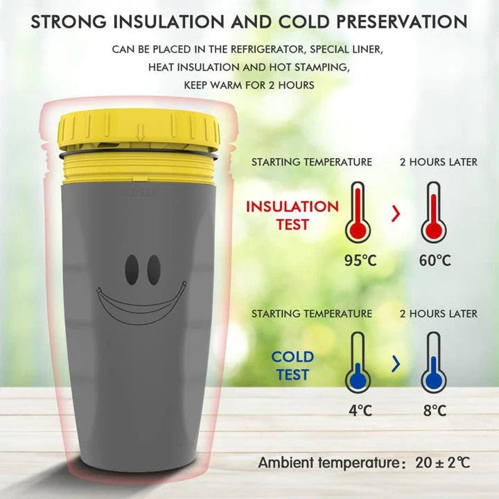 Twist Cup travel tumbler with twist-top mechanism and double-wall insulation for hot and cold drinks