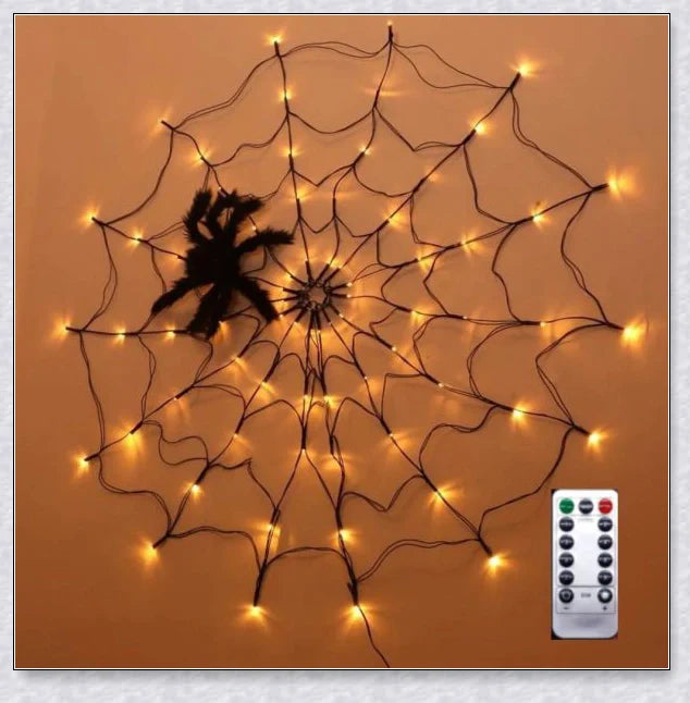 Invobrite Halloween Spider 80LED with 8 light modes, remote control, and lifelike spider design