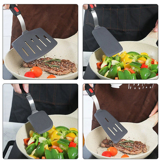 High-temperature resistant silicone spatula with stainless steel core for versatile cooking tasks