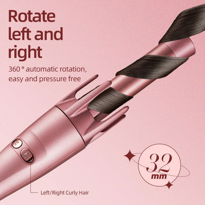 2-in-1 Automatic Hair Curler and Straightener with ceramic plates, rapid heating, and digital temperature control