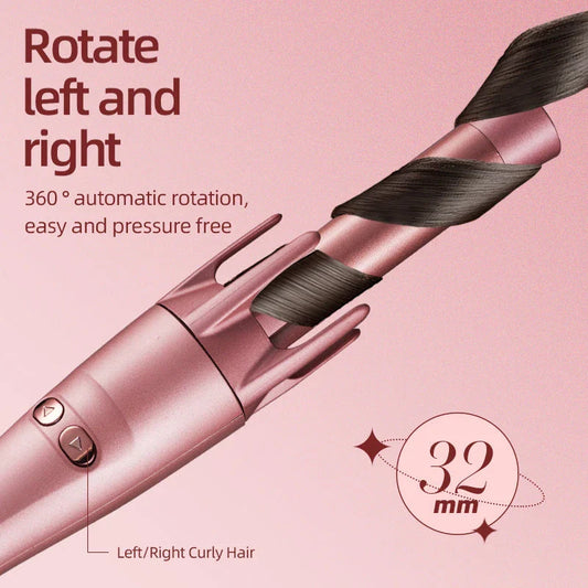 2-in-1 Automatic Hair Curler and Straightener with ceramic plates, rapid heating, and digital temperature control