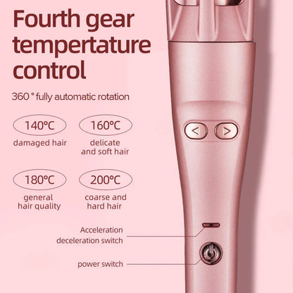 2-in-1 Automatic Hair Curler and Straightener with ceramic plates, rapid heating, and digital temperature control