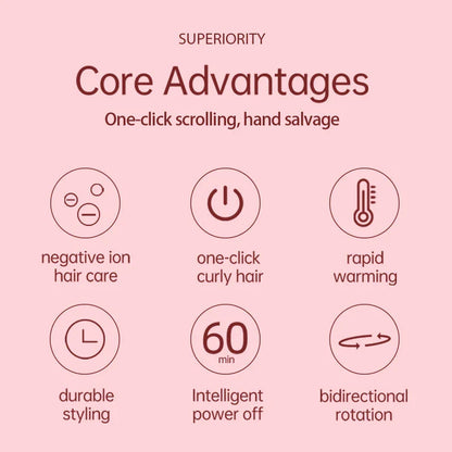 2-in-1 Automatic Hair Curler and Straightener with ceramic plates, rapid heating, and digital temperature control