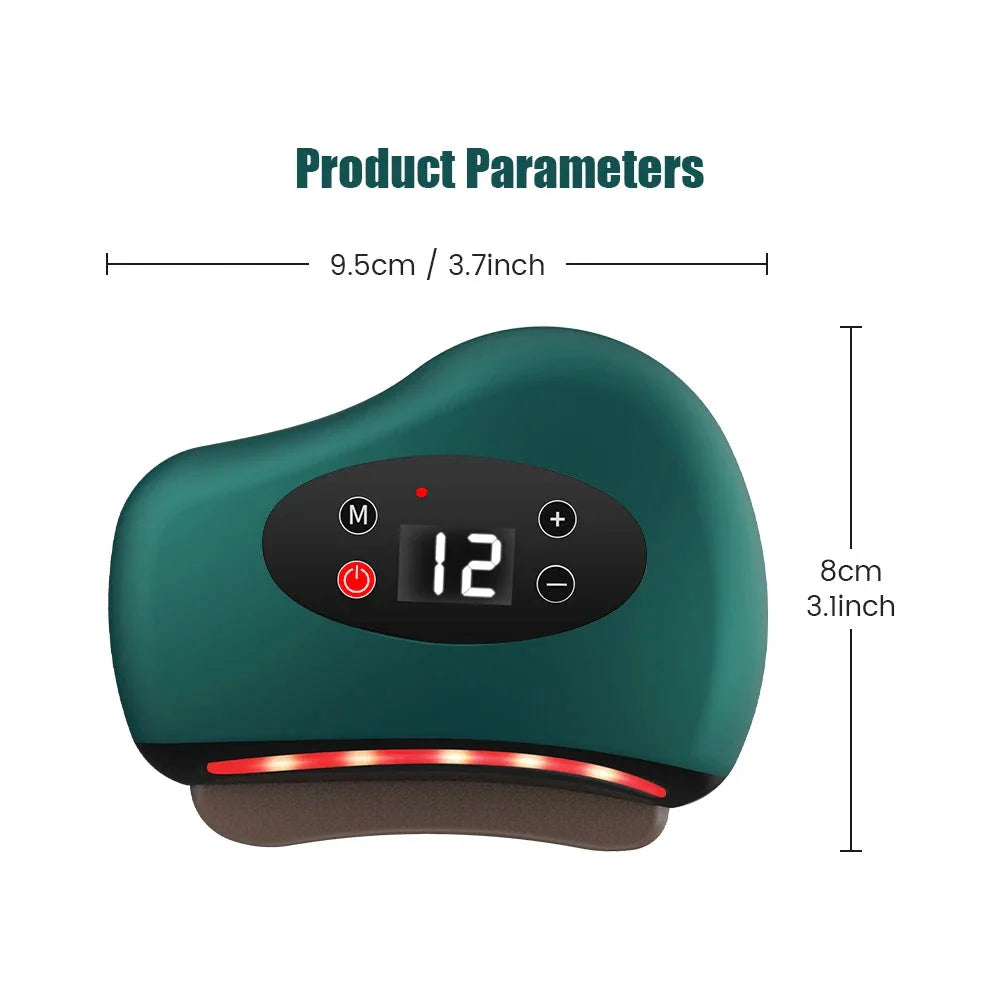 Trendha Electric Gua Sha Facial Massager with 12 Vibration Levels, Heated Massage, and Red Light Therapy