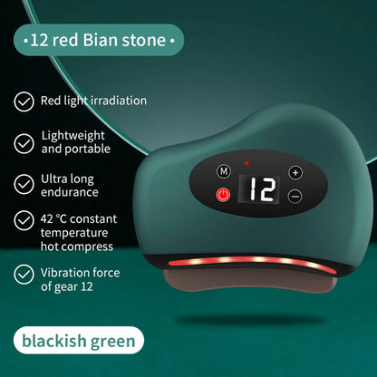 Trendha Electric Gua Sha Facial Massager with 12 Vibration Levels, Heated Massage, and Red Light Therapy