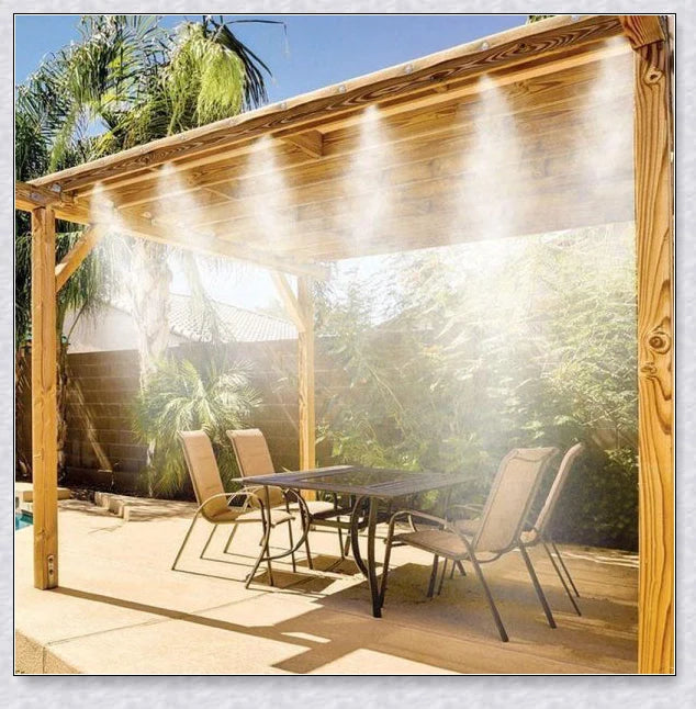 Premium outdoor misting system to cool your garden or patio during hot British summers