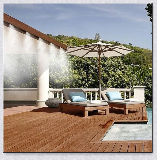 Premium outdoor misting system to cool your garden or patio during hot British summers