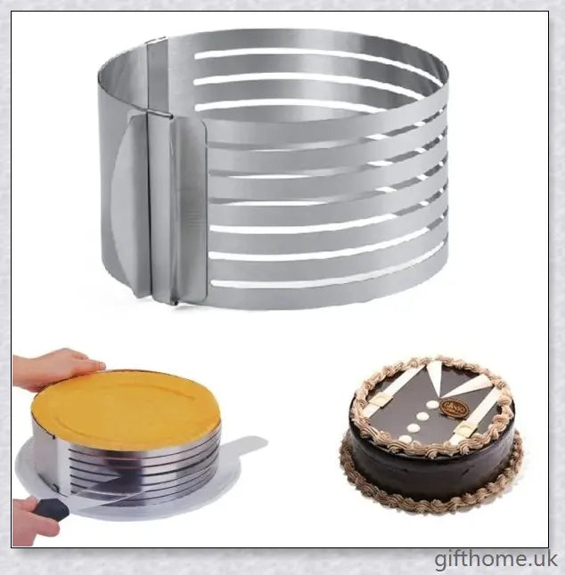 Adjustable stainless steel cake slicer for precise, even cake cutting and dessert portioning