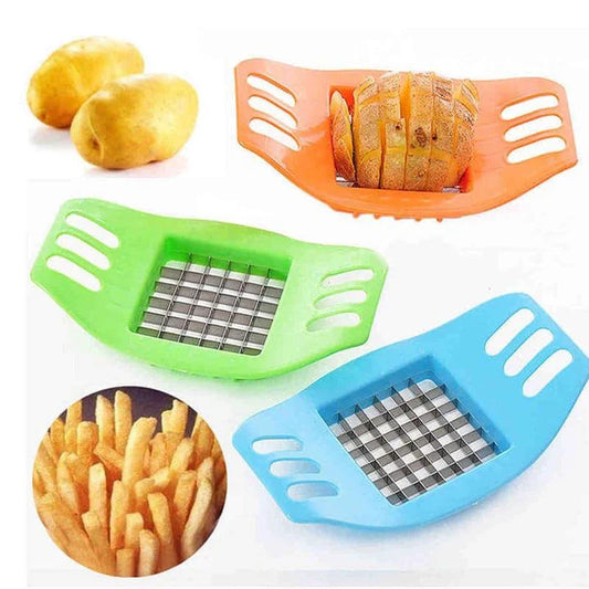 High-quality kitchen potato cutter with stainless steel blades and ABS plastic body for efficient and consistent potato slicing