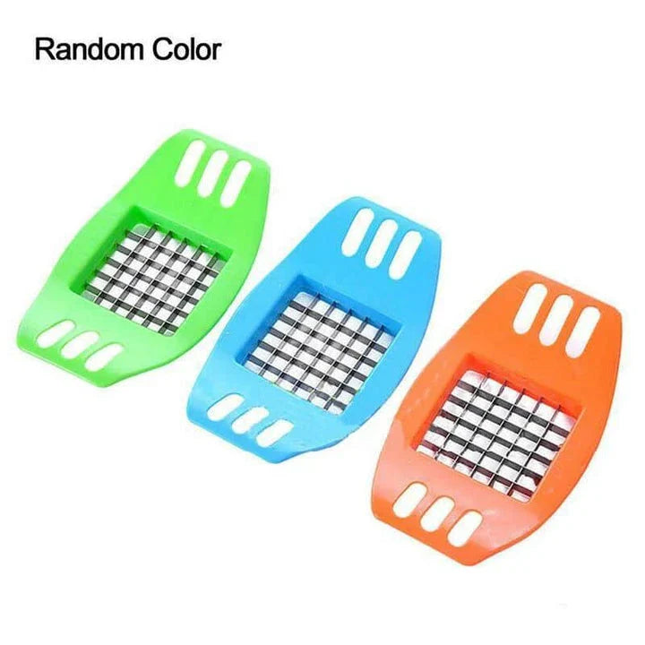 High-quality kitchen potato cutter with stainless steel blades and ABS plastic body for efficient and consistent potato slicing