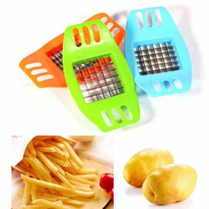 High-quality kitchen potato cutter with stainless steel blades and ABS plastic body for efficient and consistent potato slicing