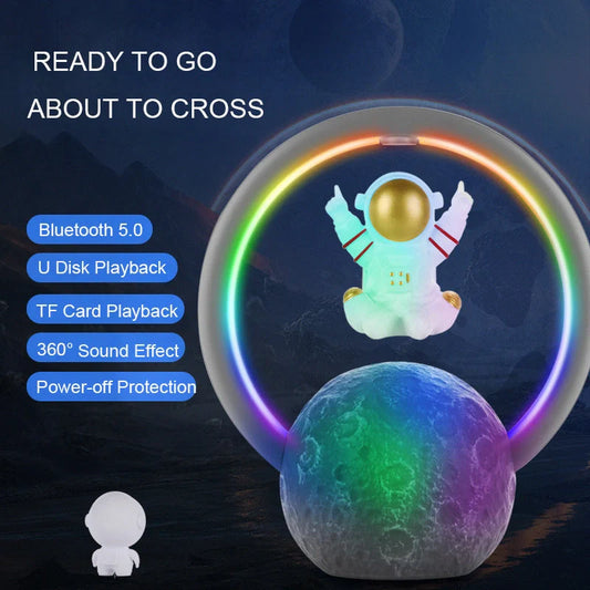 Floating Astronaut Bluetooth Speaker with magnetic levitation and RGB lights