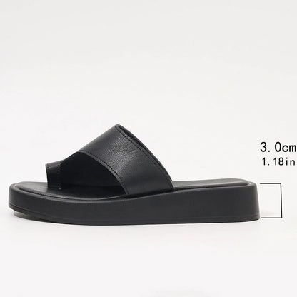 Stylish thick-soled clip-toe slippers for women in various colours, perfect for summer casual wear.