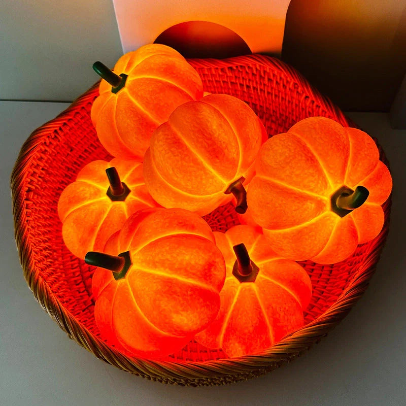 Pumpkin-shaped Halloween night light with soft glow for eye protection