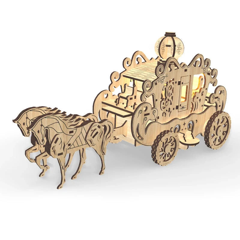 Exquisite wooden puzzle toy depicting Princess Amelia's classic carriage, showcasing British craftsmanship and timeless elegance.