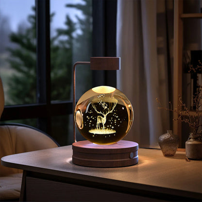 Enchanting crystal ball night light with cosmic designs, creating a warm and soothing ambiance in any room.