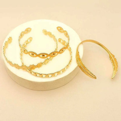 Women's electroplated alloy flower chain leaf eye bracelet set in SL064-KC colour
