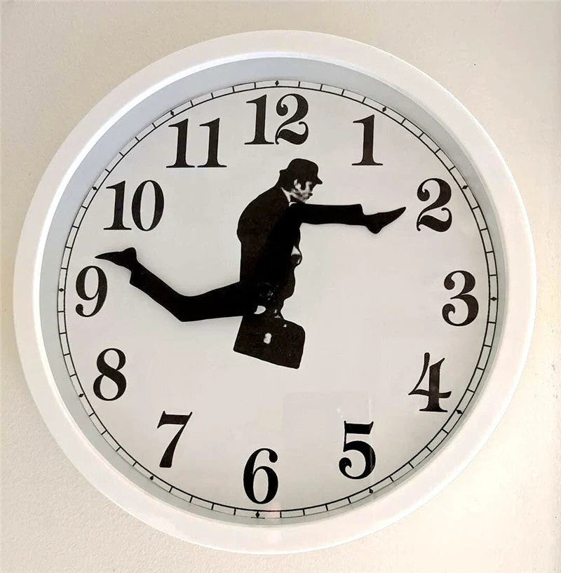 Silent European-style wall clock in black and white options