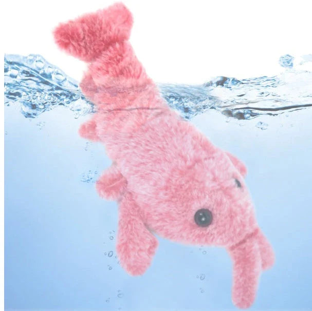 USB-rechargeable jumping lobster plush toy for cats with three tail-swinging modes and durable design