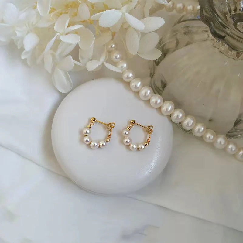 Elegant sterling silver pearl non-piercing clip earrings for women