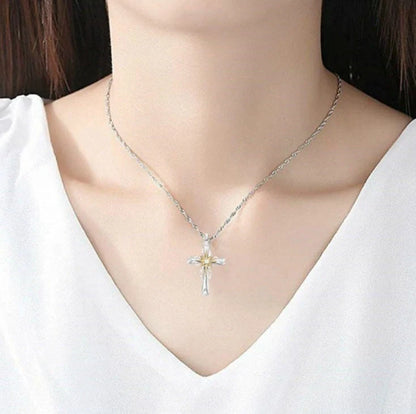 Elegant octagonal star cross pendant in sterling silver alloy with adjustable chain and sophisticated design