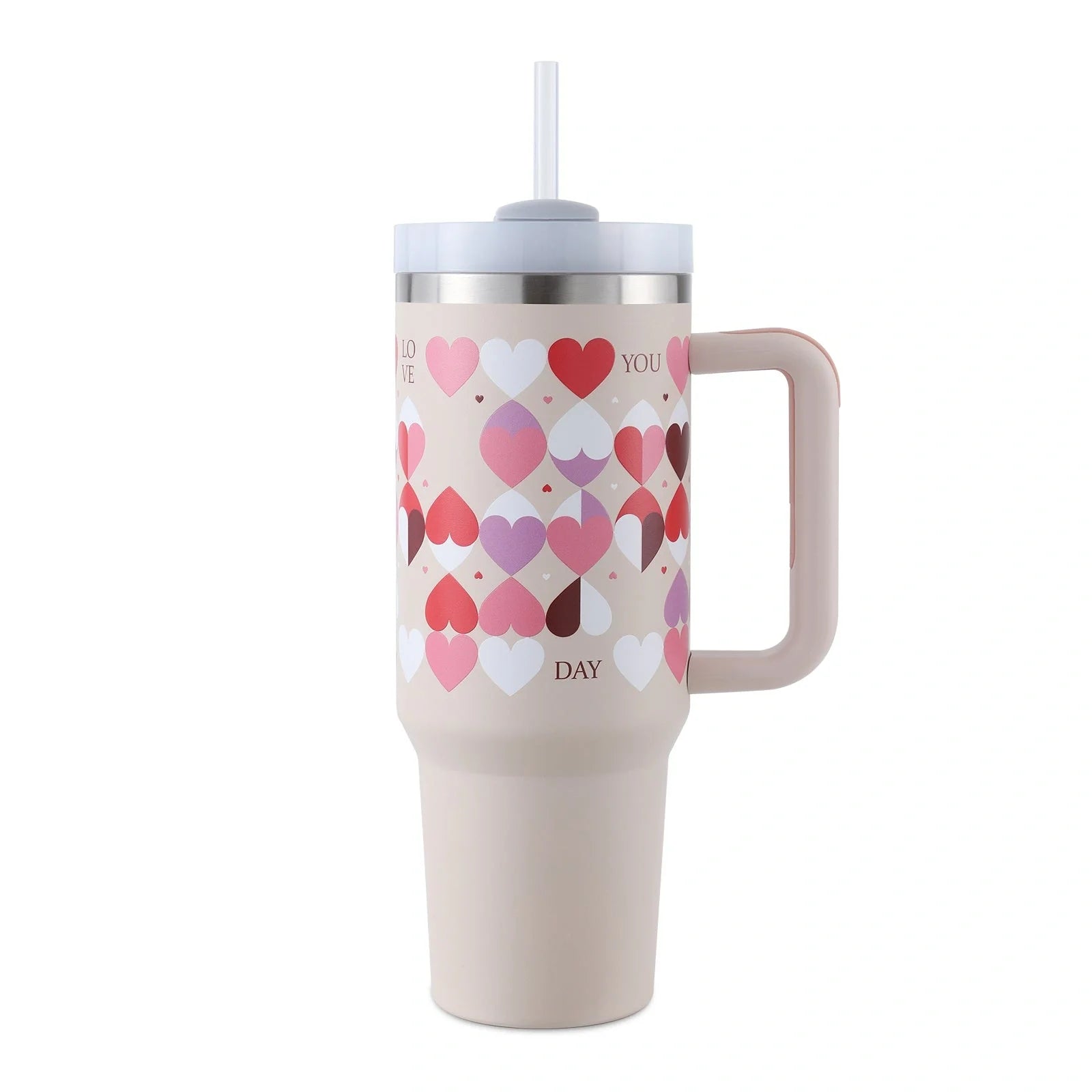 40oz stainless steel coffee mug with handle and straw, BPA-free, various colours available