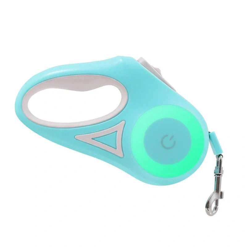 Retractable dog leash with automatic brake system in dream purple, sunshine orange, and mint green