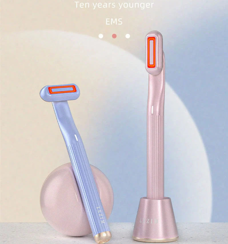 360 Degrees Rotary Eye Massage Wand with Red LED Light and Therapeutic Warmth for skincare