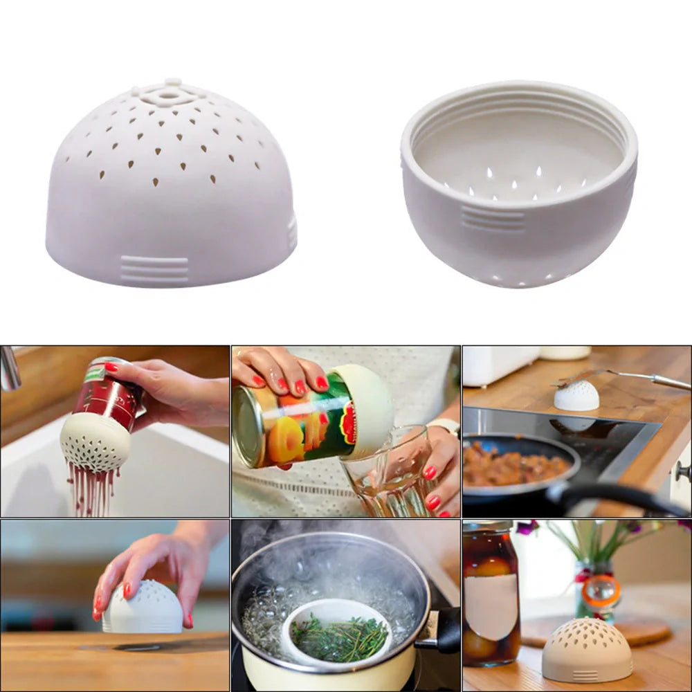 Silicone mini kitchen colander in white and green, perfect for filtering small items