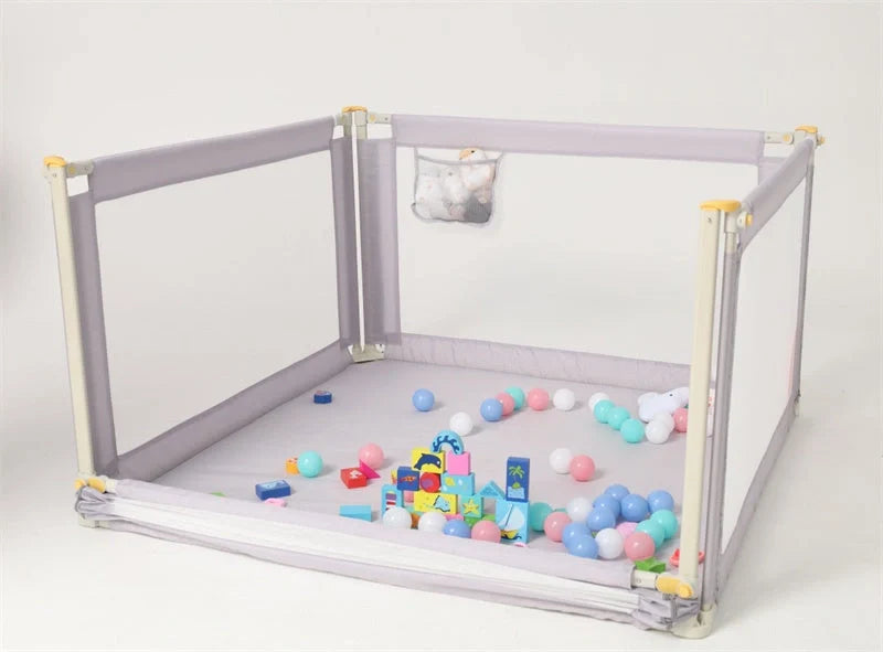 Adjustable height baby play fence with sponge padding, 120X120X68cm, grey colour