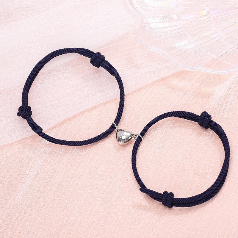 Stylish magnetic couple bracelets with heart design in various colors