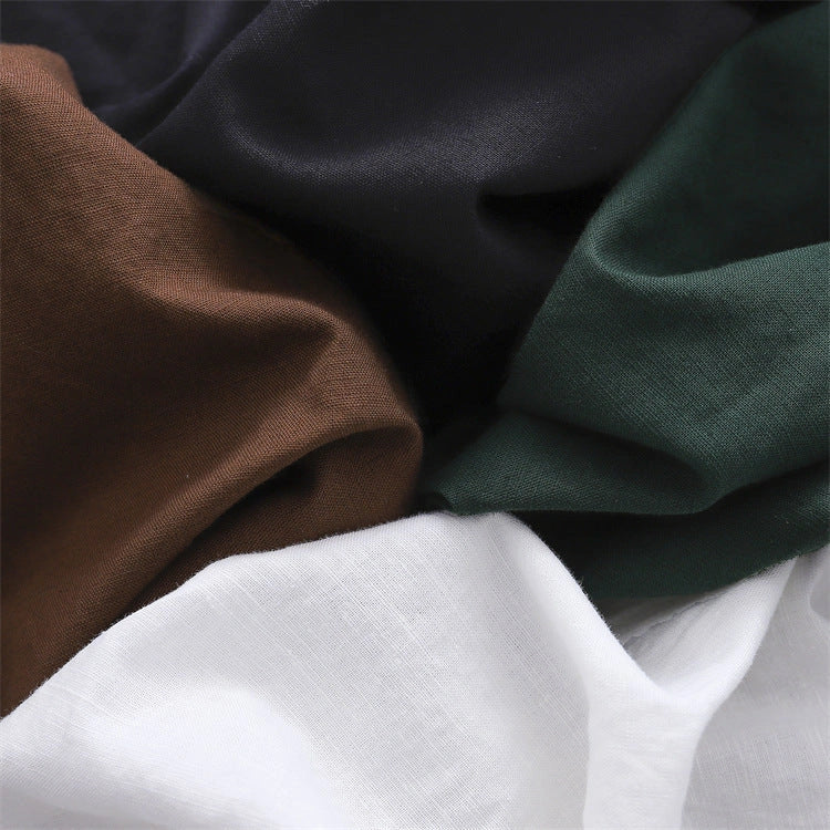 Women's sand-washed linen cotton bloomers in dark coffee, dark green, plain white, and jet black