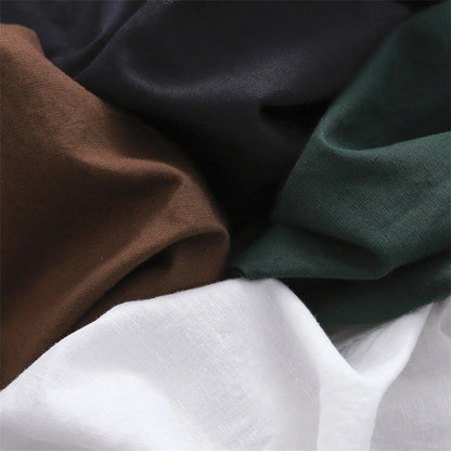 Women's sand-washed linen cotton bloomers in dark coffee, dark green, plain white, and jet black