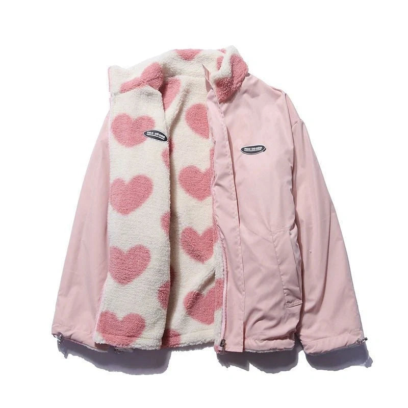 Cosy reversible cotton coat with fleece lining, available in black, pink and sky blue colours
