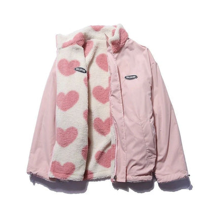 Cosy reversible cotton coat with fleece lining, available in black, pink and sky blue colours