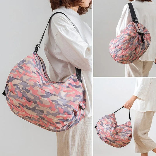 Foldable tote bag made of durable 210D Oxford cloth, featuring a roomy storage space and various stylish color options for on-the-go organization and convenience.